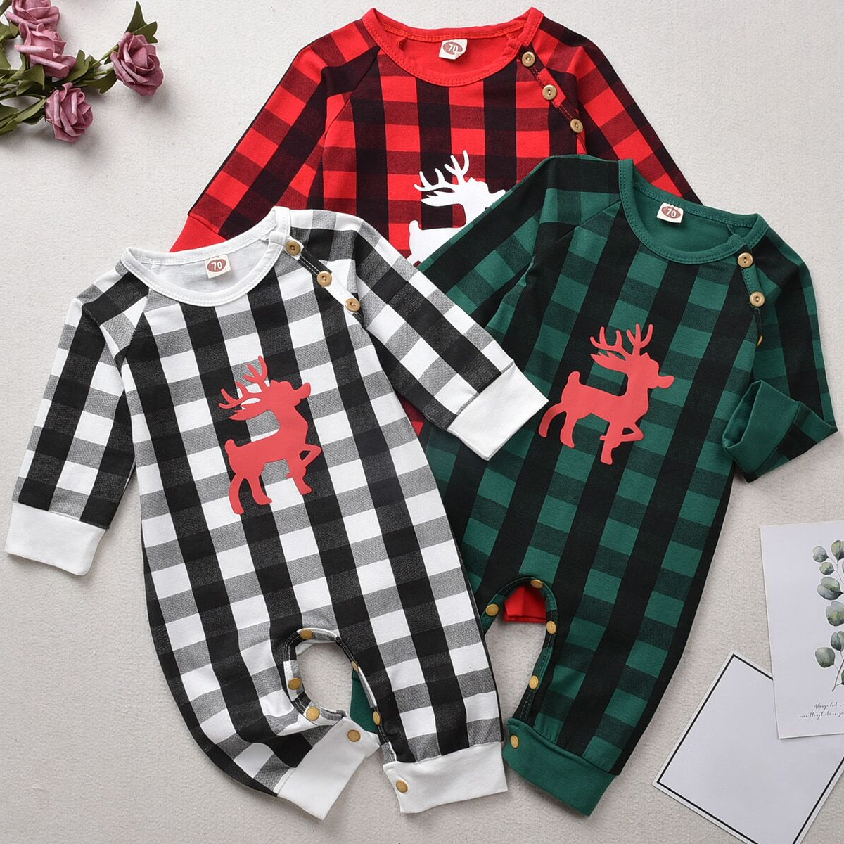 

Baby Elk Plaid Christmas Jumpsuit