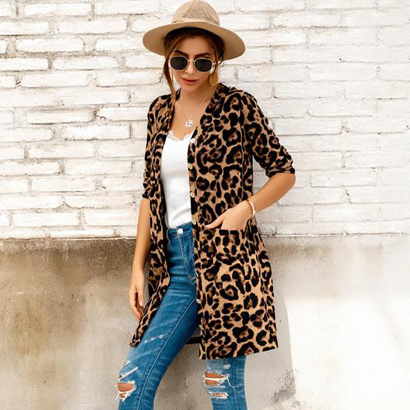 

Avant-garde Leopard Brown medium length Coats