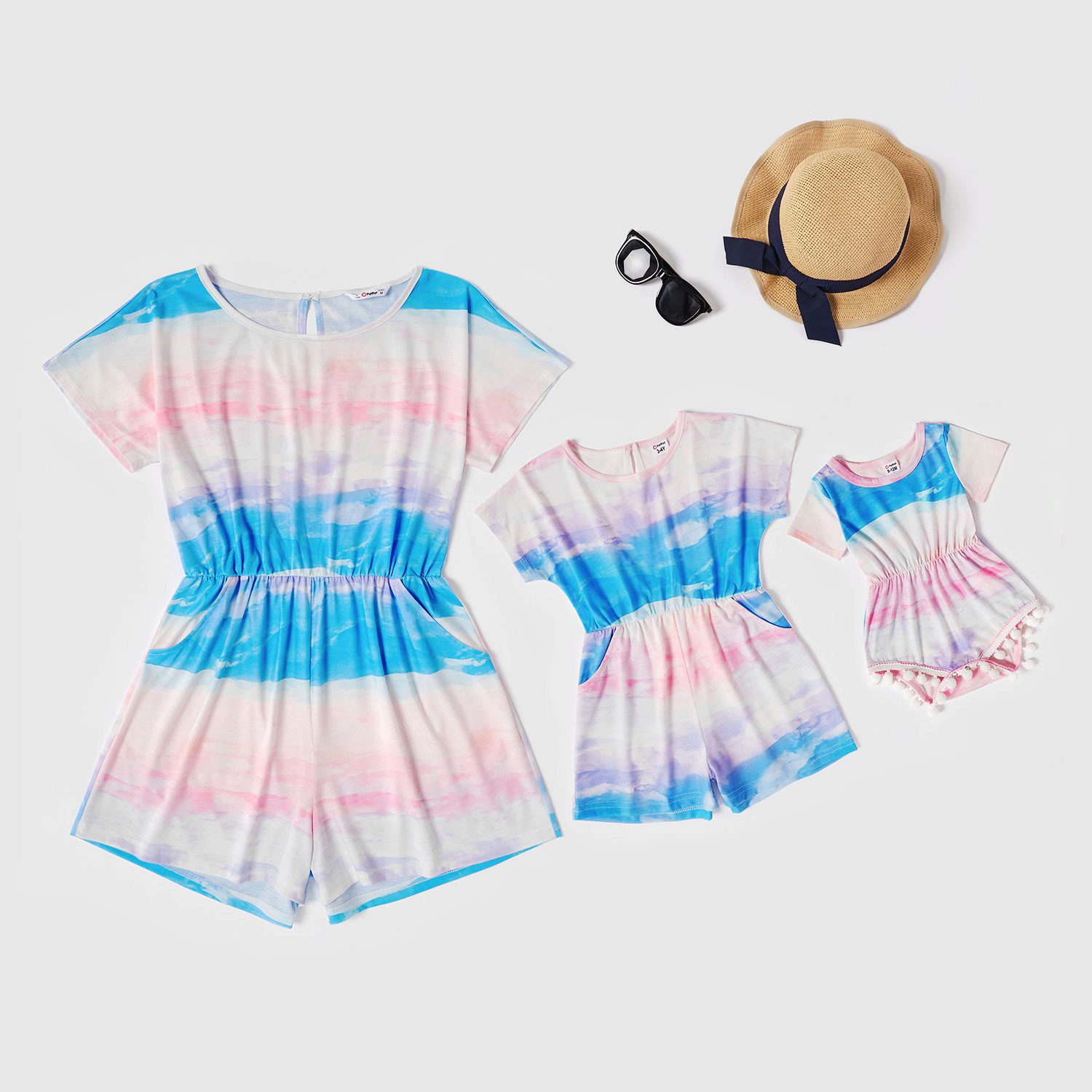 

Mommy and Me Tie dye Short Sleeve Rompers