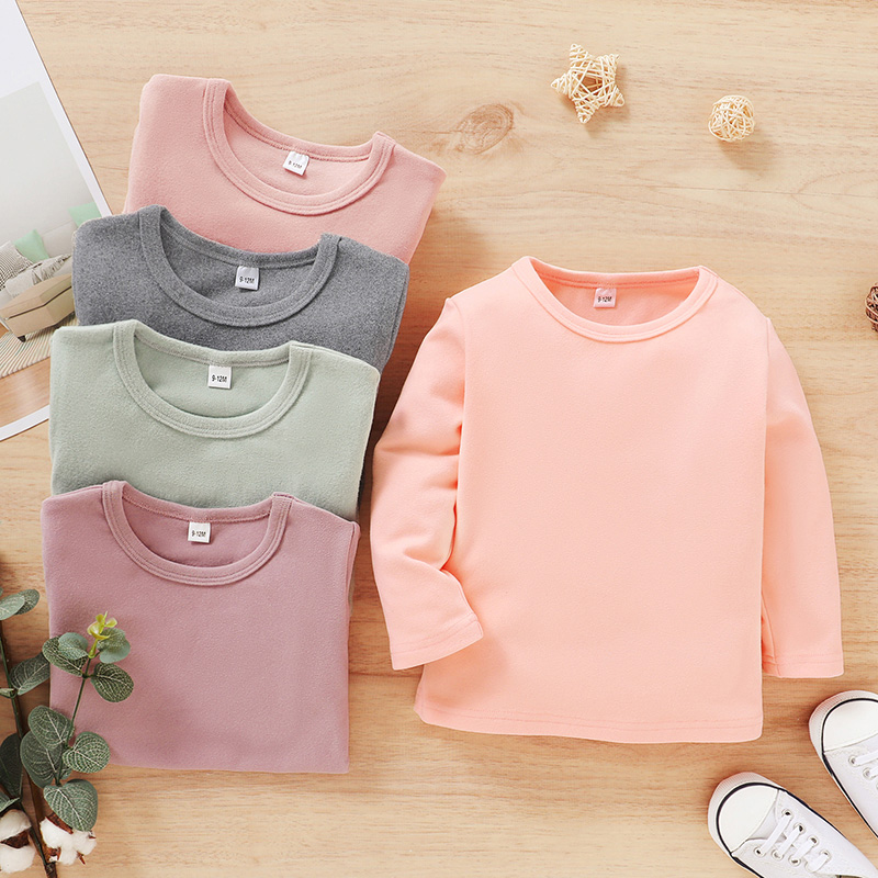

Toddler Girl Causal Solid Long-sleeve Tee