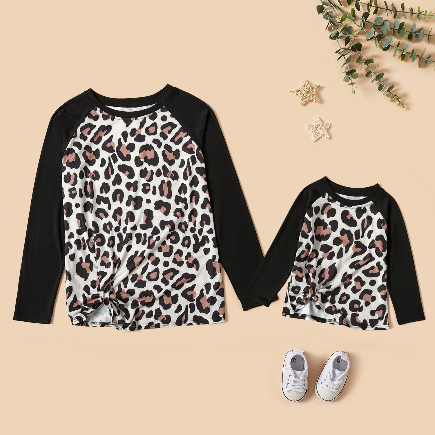 

Leopard Print Long Sleeve T-shirts for Mom and Me