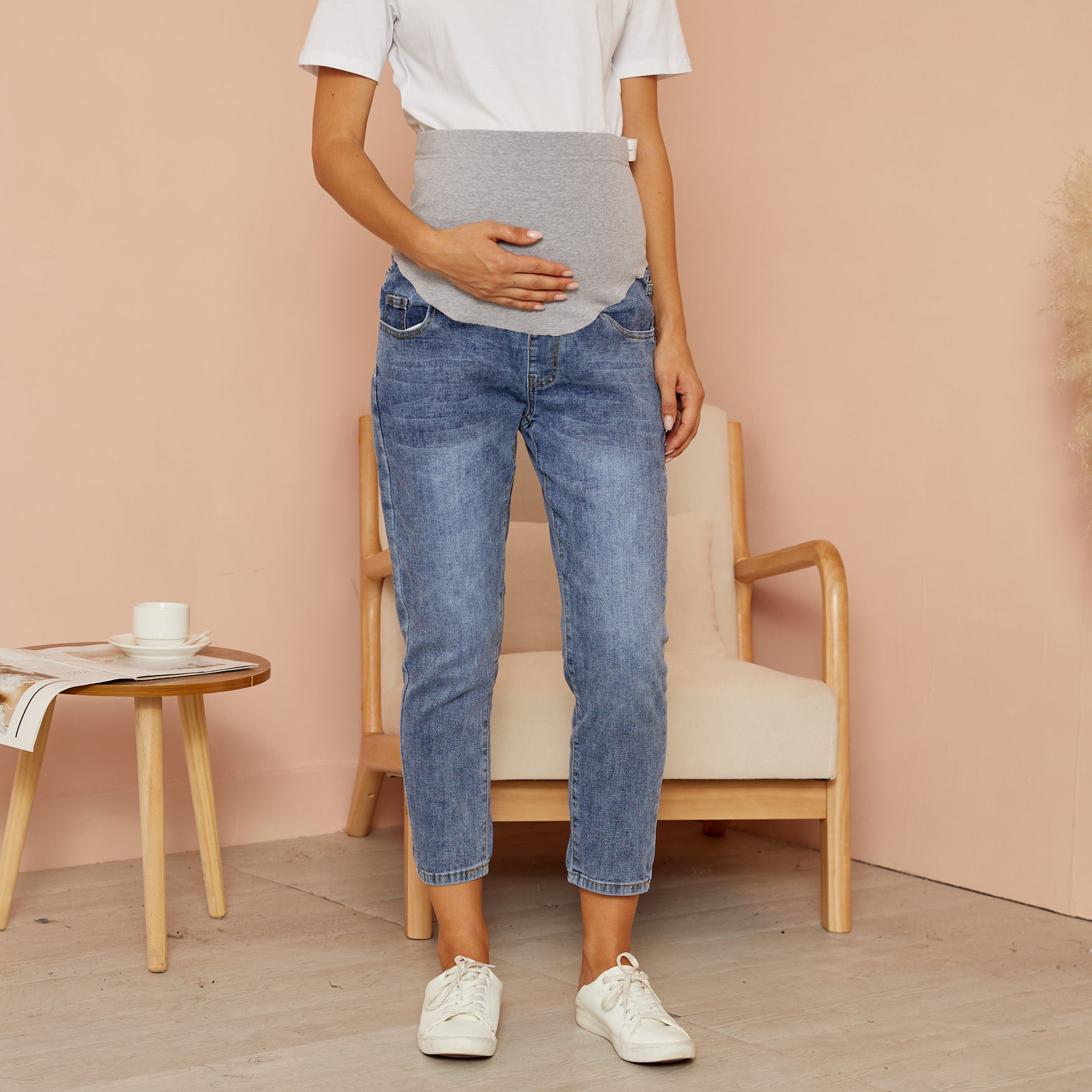 

Maternity casual Plain Light Blue jeans