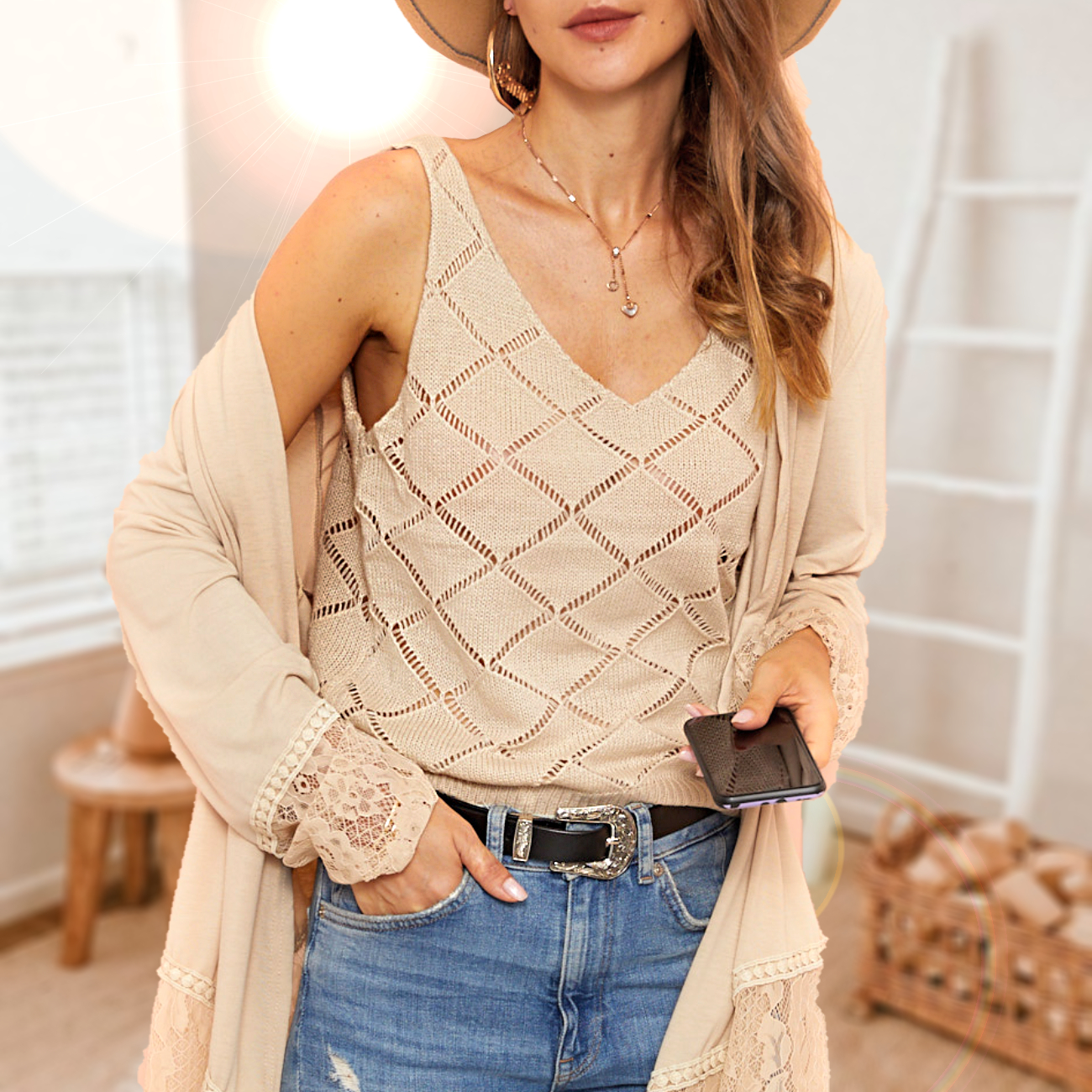 

elegant Color Block Apricot medium length Coats