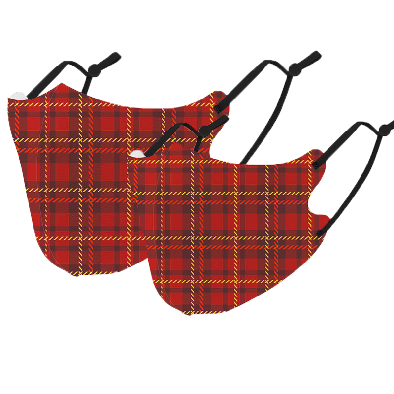 

Christmas Plaid Print Protective Anti Dust Breathable Family Mask (Washable and Reusable)