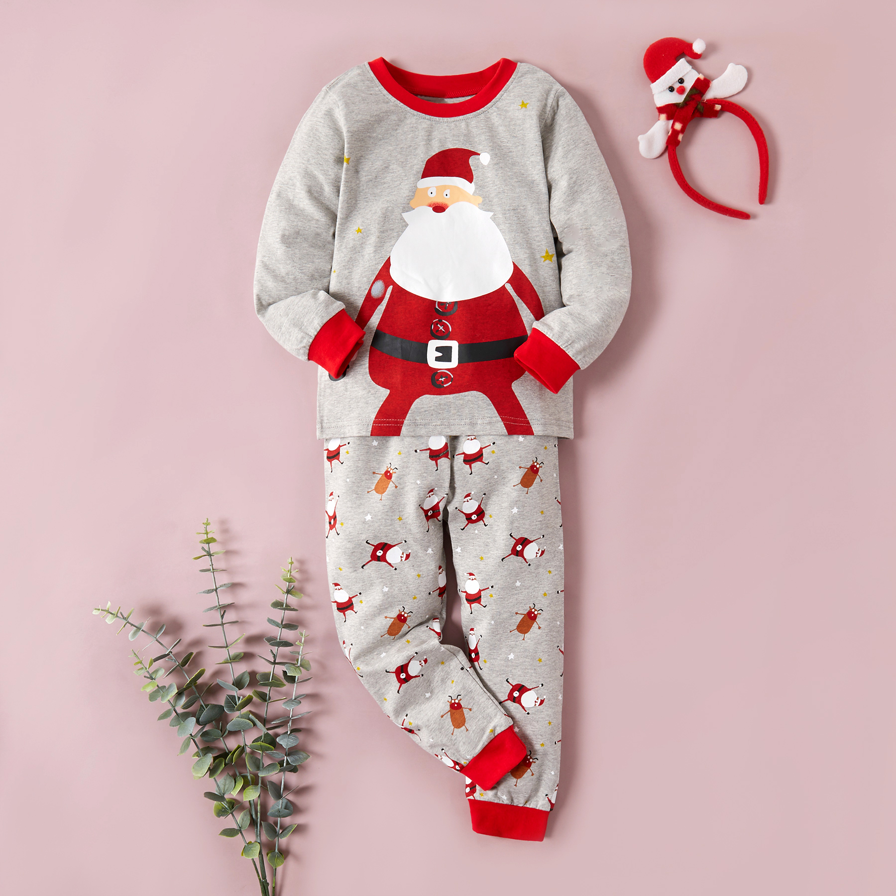 

Stylish Christmas Santa Print Sweatshirt and Allover Pants Set