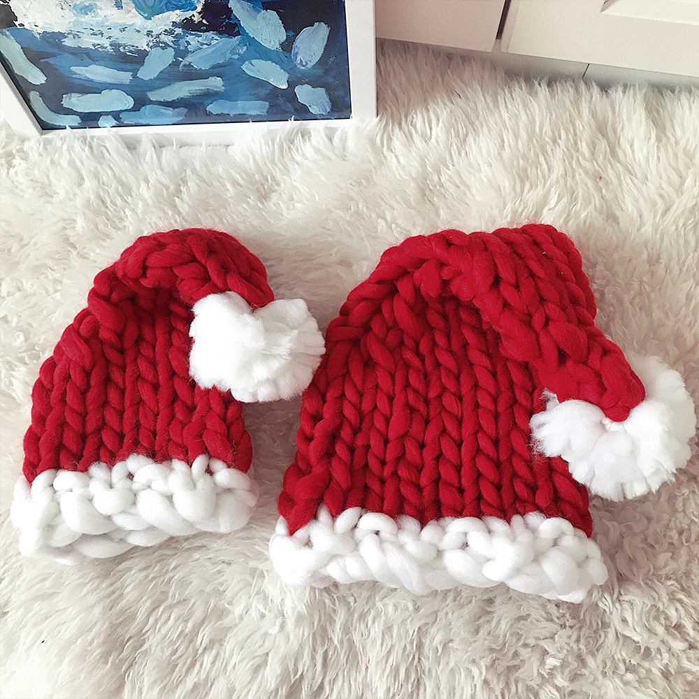 

Hand-knitted Christmas Hats for Family