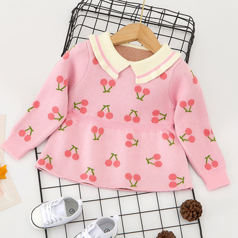 

Baby Girl casual Cherry Sweaters Autumn Clothes Toddler Sweatshirt Baby Outfit
