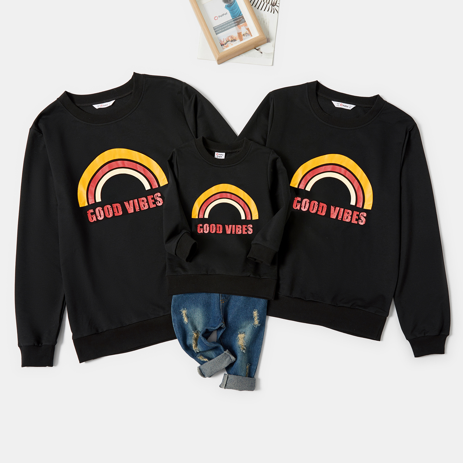 

Rainbow Print Black Family Matching Sweatshirts