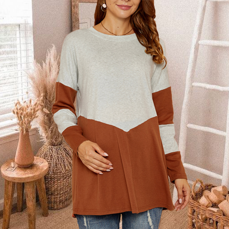 

Maternity Round collar Color Block Color block Color block T-shirt