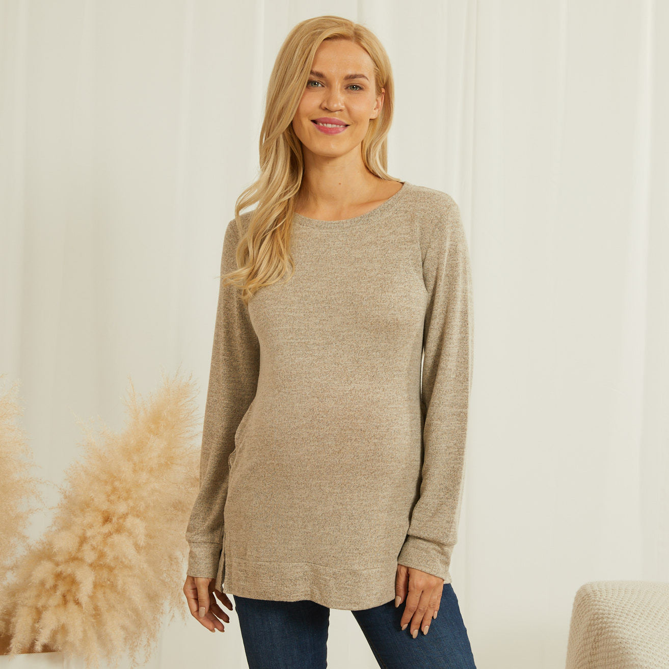 

Casual snow pattern front pocket pregnant blouse