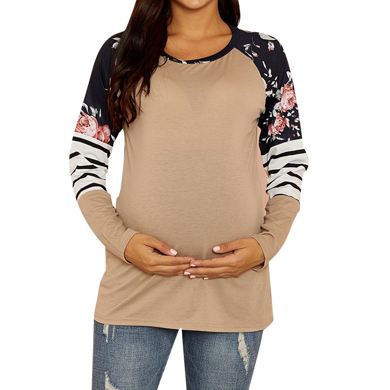 

Maternity Round collar Color Block Color block T-shirt