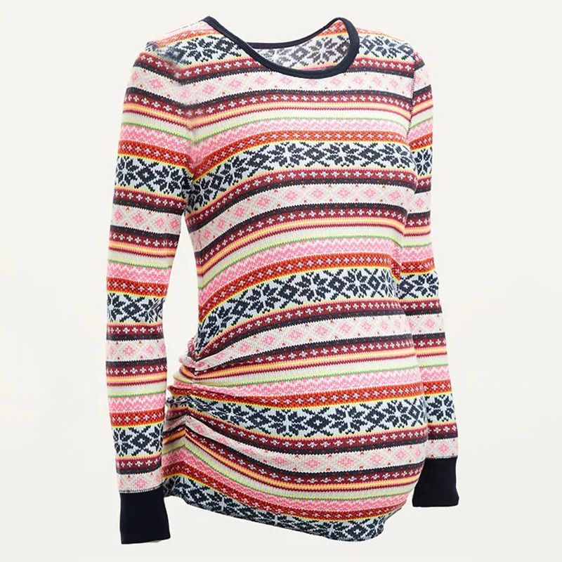 

Maternity Round collar full print White T-shirt