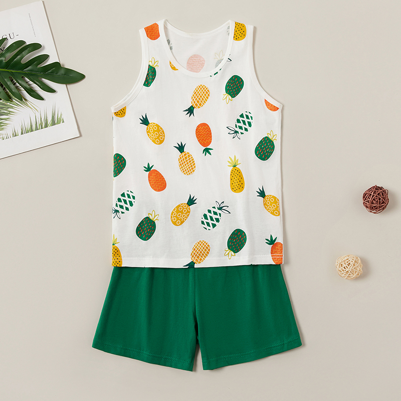 

Fashionable Pineapple Top and Solid Shorts Set