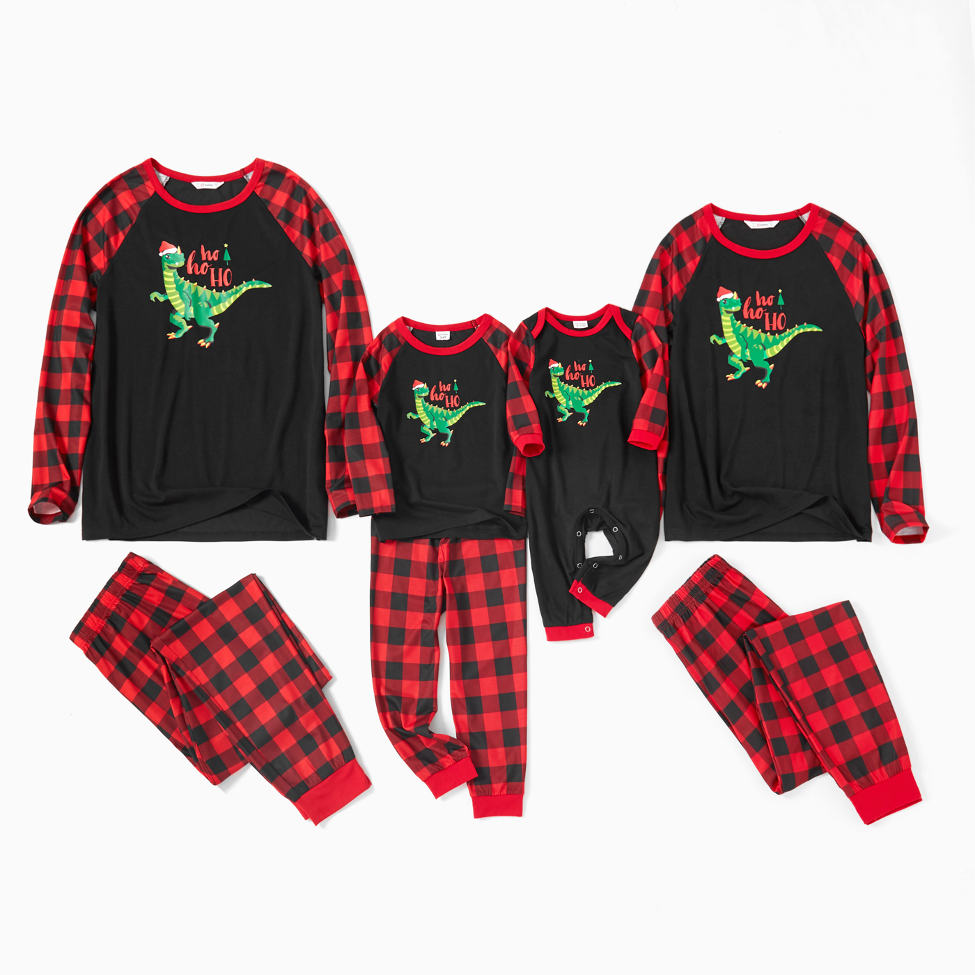 

Family Matching Dinosaur Print Plaid Christmas Pajamas Sets(Flame resistant)