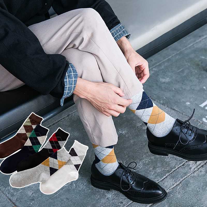 

Men's Socks Autumn And Winter Plaid Leisure Pure Cotton Comfortable And Breathable Socks