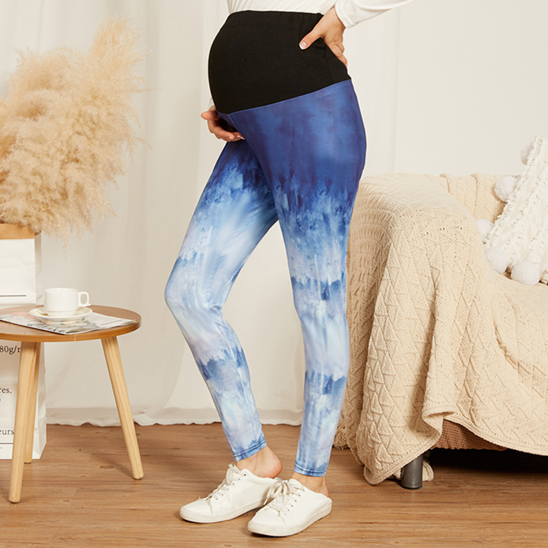 

Maternity casual Tie dye full print Blue leggings