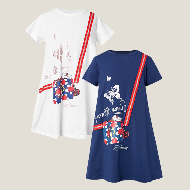 

1pc Kid Girl Short-sleeve Cotton Butterfly Sweet Dress