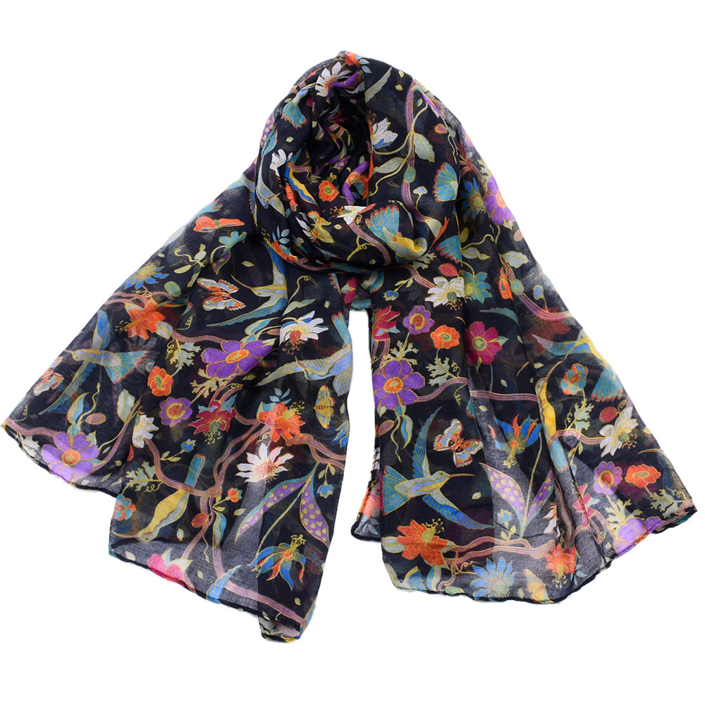 

Flower Print Silk Scarf