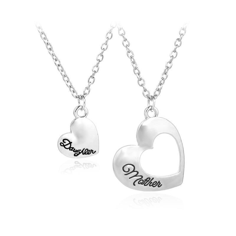 

Hollow Love Heart With Letters Mother Daughter Pendant Necklace Mother's Day Gift