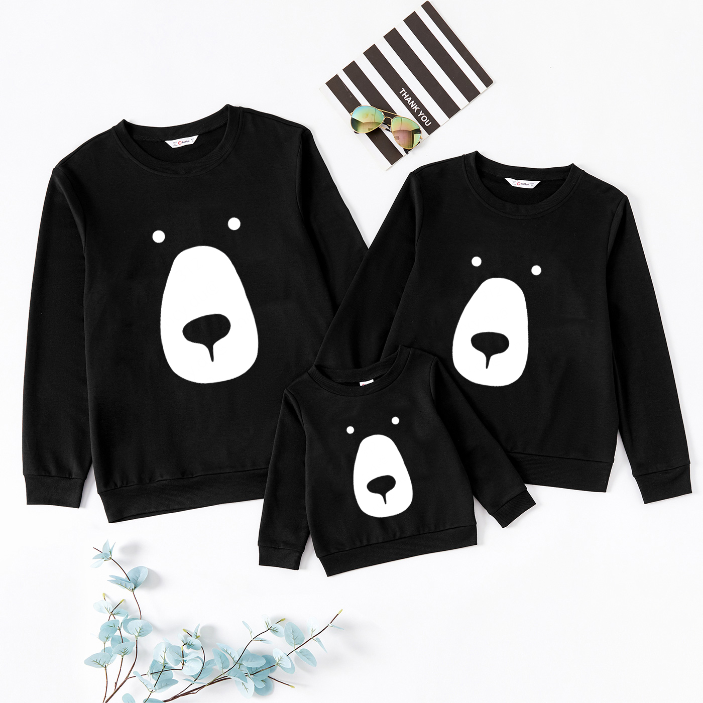 

Animal Bear Pattern Black Family Matching Cotton Sweatshirts