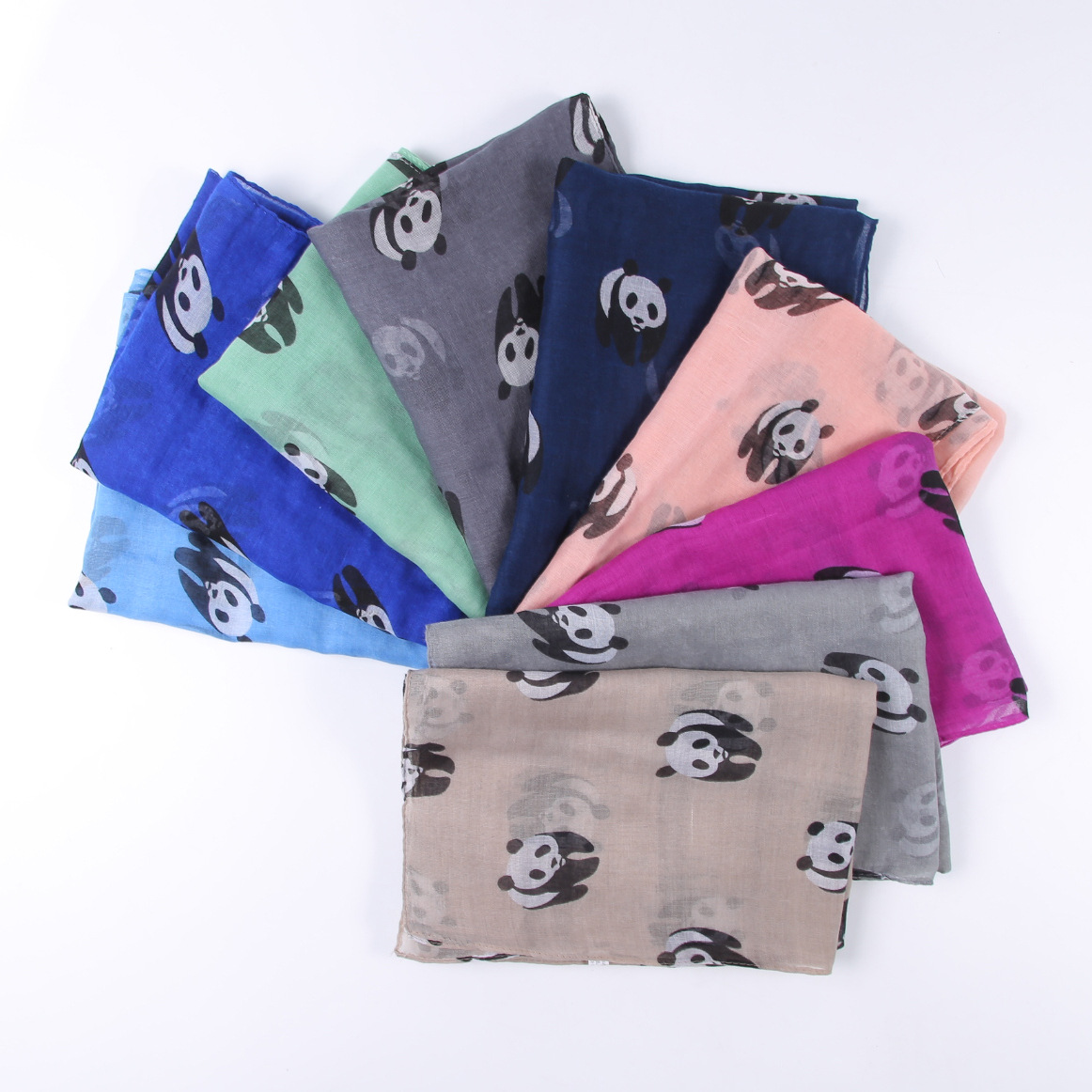 

Cartoon Panda Print Silk Scarf