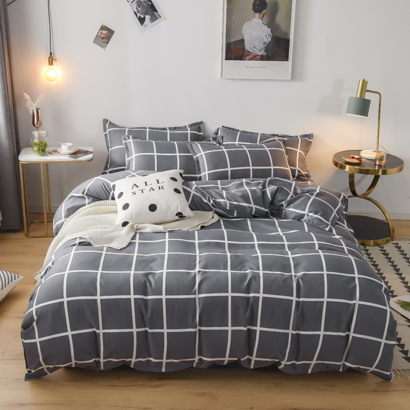 

4-PCS Plaid Cover Set Bedding Sets Comfort Cover Pillow Cases