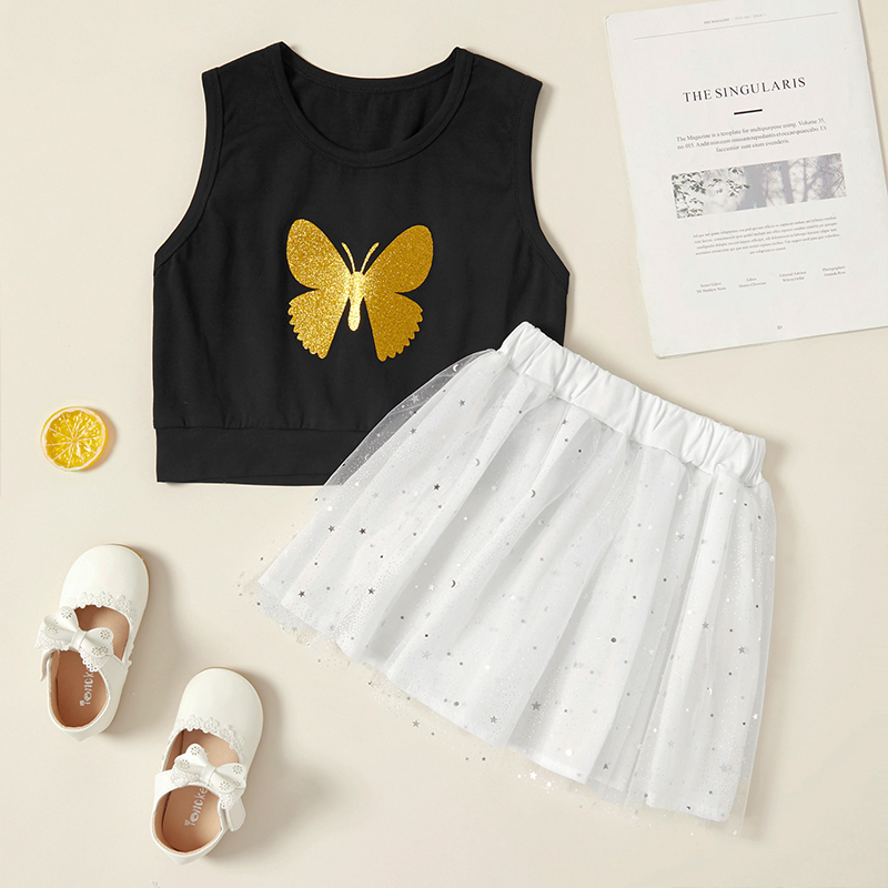 

2pcs Kid Girl Animal & insect Skirt suit