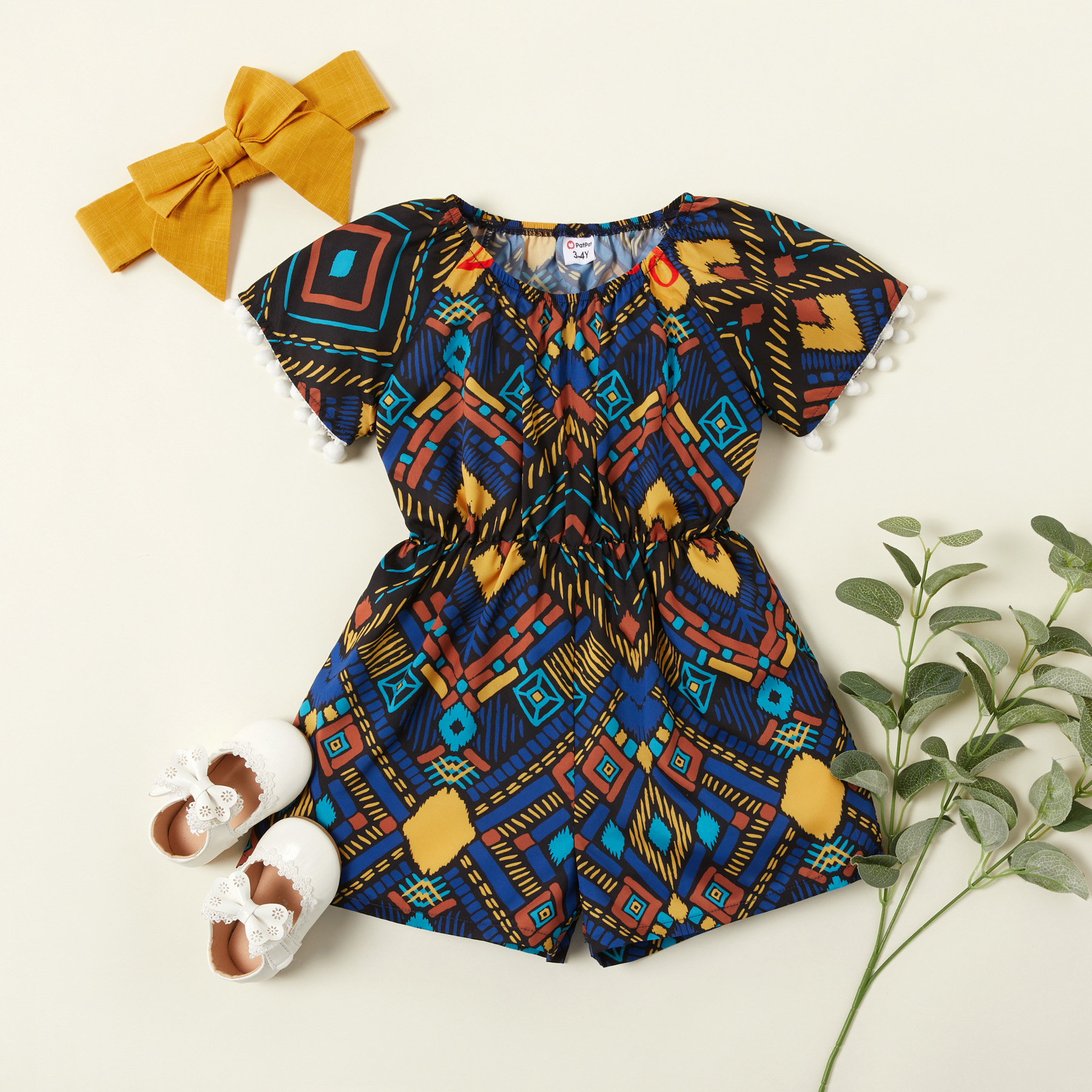 

2pcs baby girl Stylish Ethnic Color contrast Jumpsuit