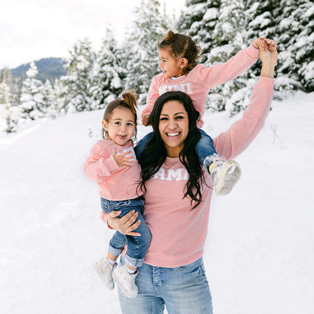 

Pink & Grey Letter Print Sweatshirts for Mom and Me