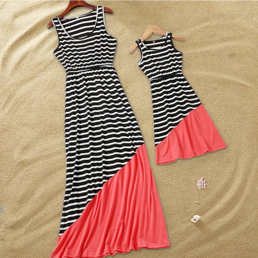 

Stripe Print Tank Dresses for Mom and Me