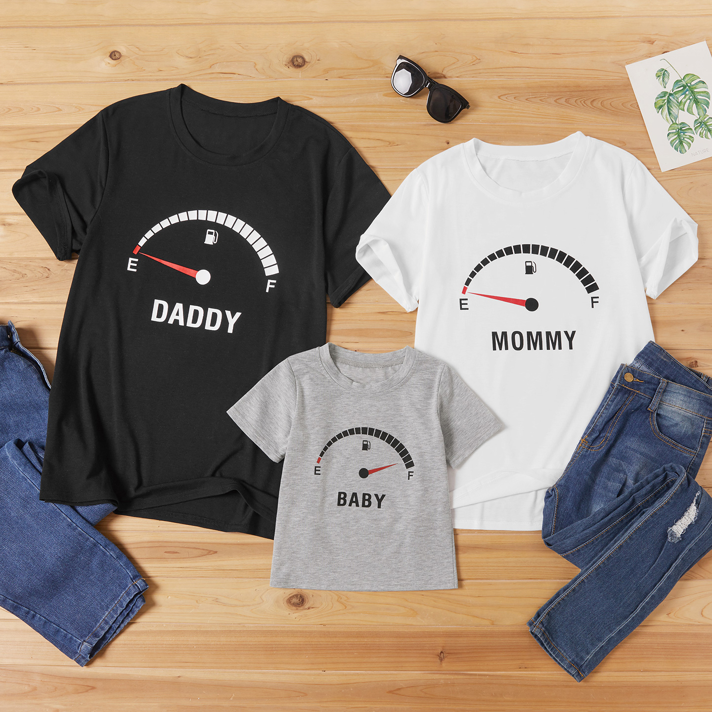 

Car Fuel Gauge Print Family Matching T-shirts