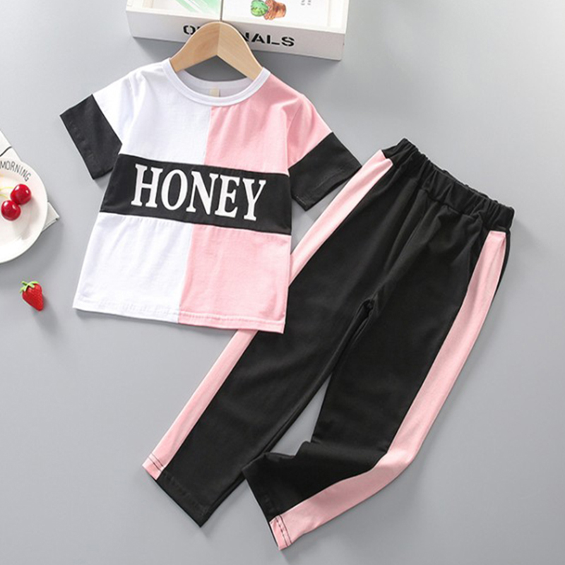 

Kids Girl Color Contrast Tee and Pants Set