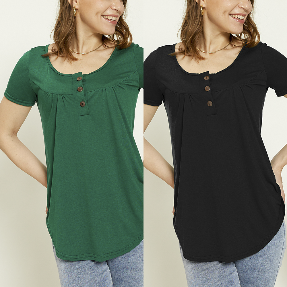 

Pretty Solid Round Neck Short-sleeve Top