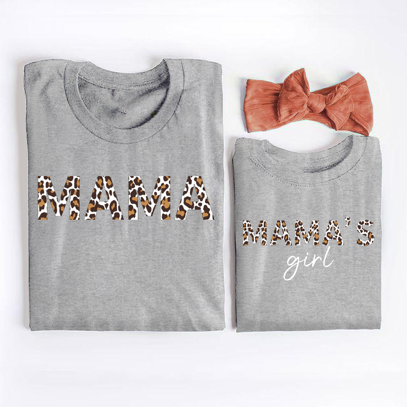 

Leopard Letter Print Grey Cotton Short-sleeve T-shirts