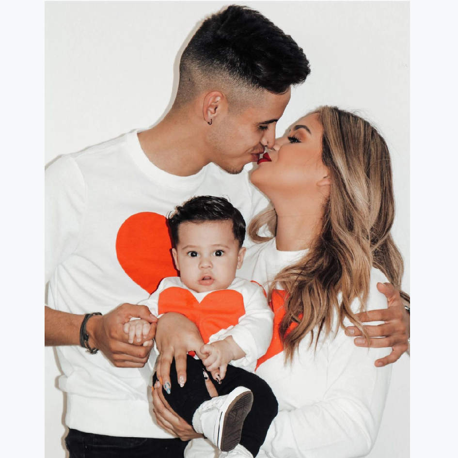 

Love Pattern White Sweatshirts for Mommy and Me