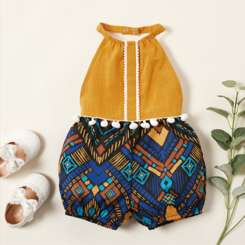 

Baby Girl Geometric Tassel Jumpsuits
