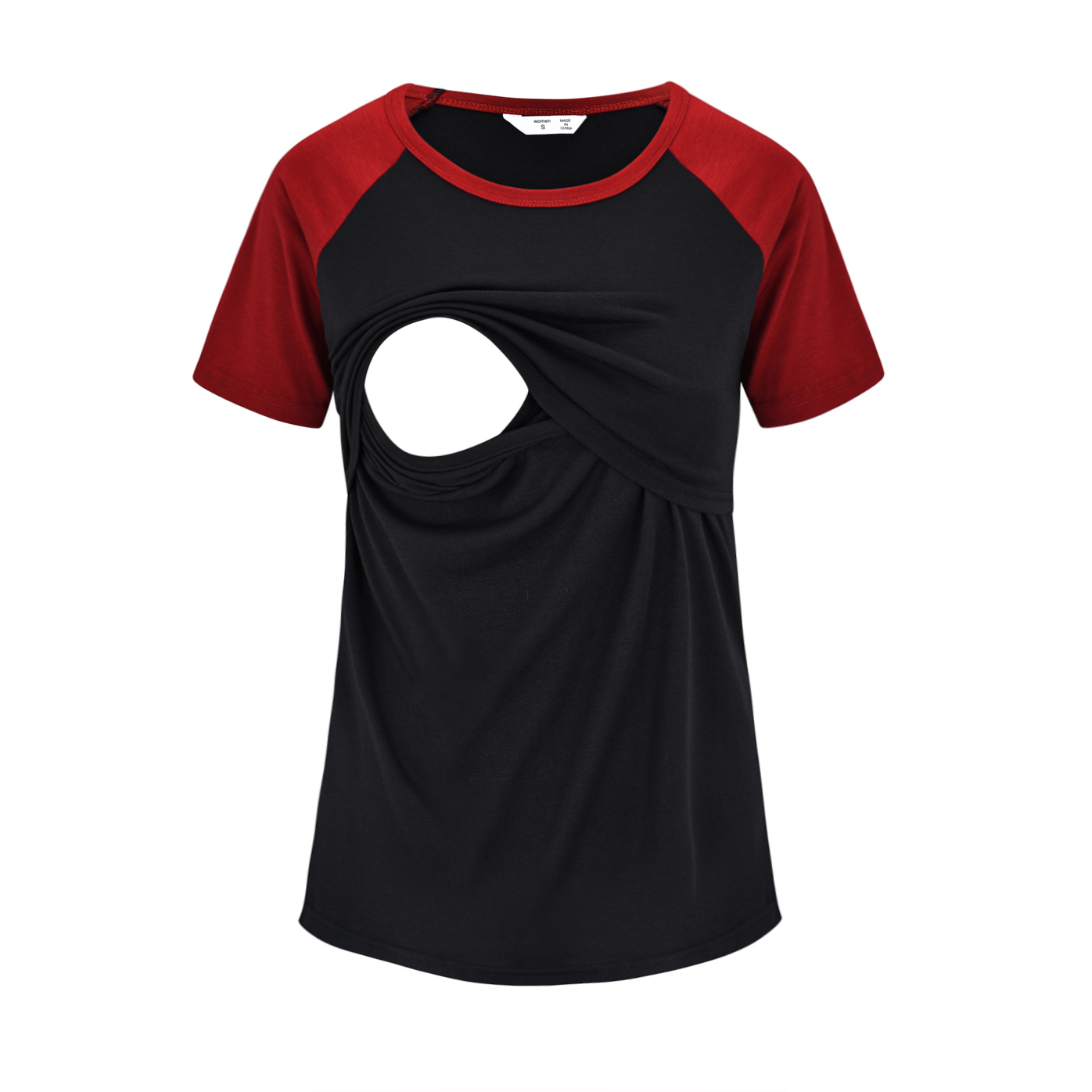 

Maternity Round collar Color Block Color block Short-sleeve Nursing Tee