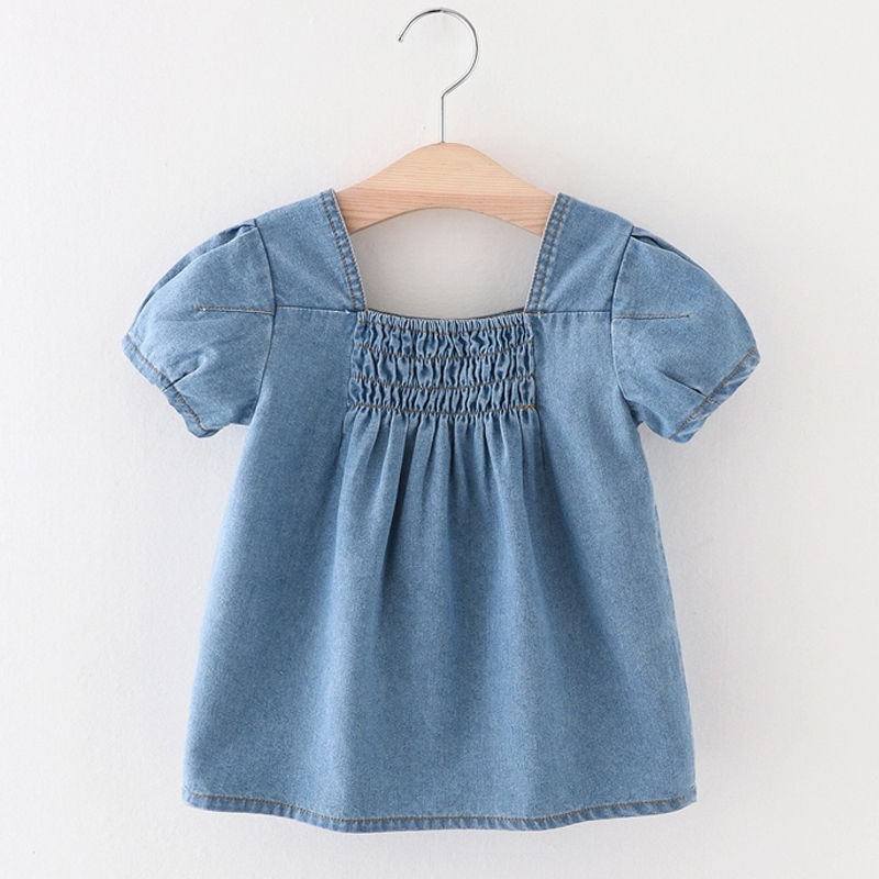 

Toddler Girl Casual Denim Square Neck Top