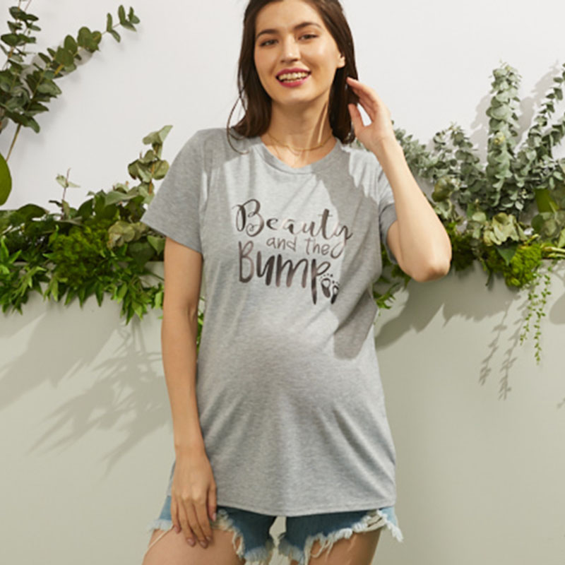 

Nursing casual Letter Print Round collar Short Sleeve Short-sleeve Nursing Tee