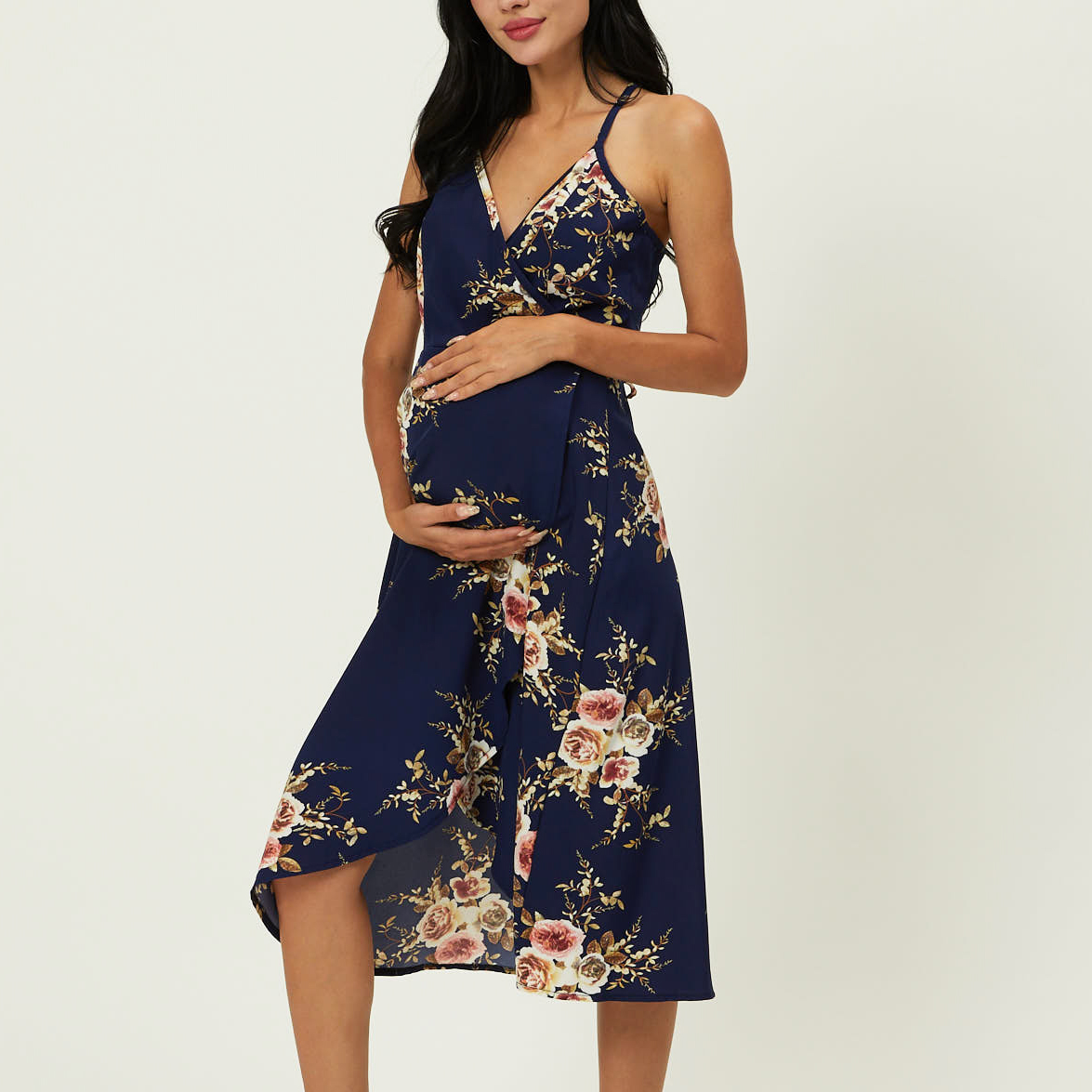

Maternity casual Floral Print V-neck A Sleeveless Dress