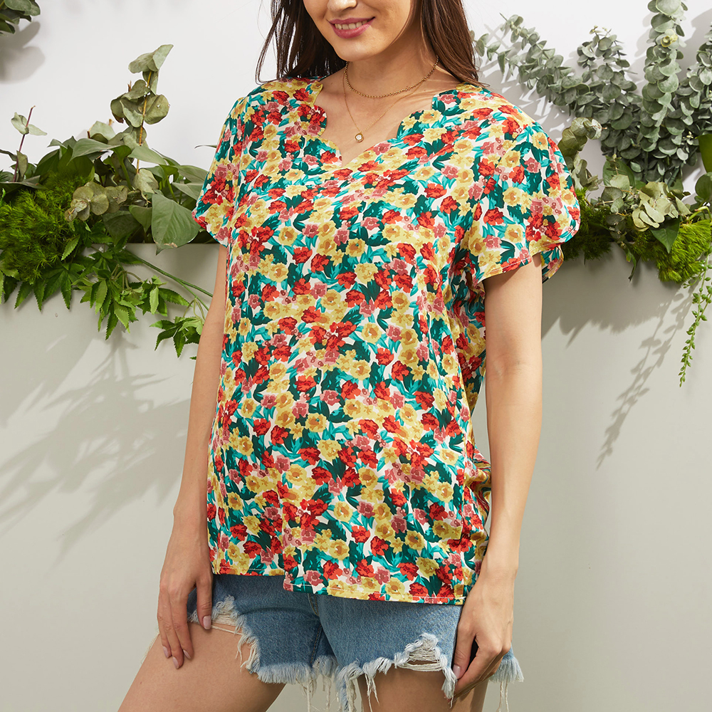 

Maternity elegant Print Doll collar Short Sleeve T-shirt