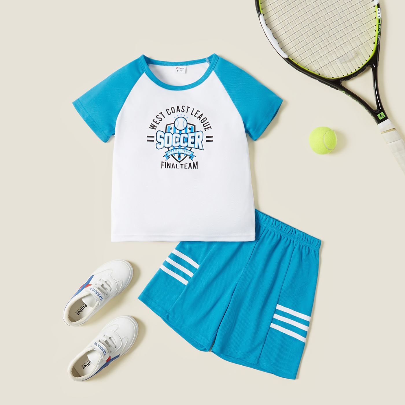

Letter Print Contrast Top and Shorts Set for Toddlers / Kids