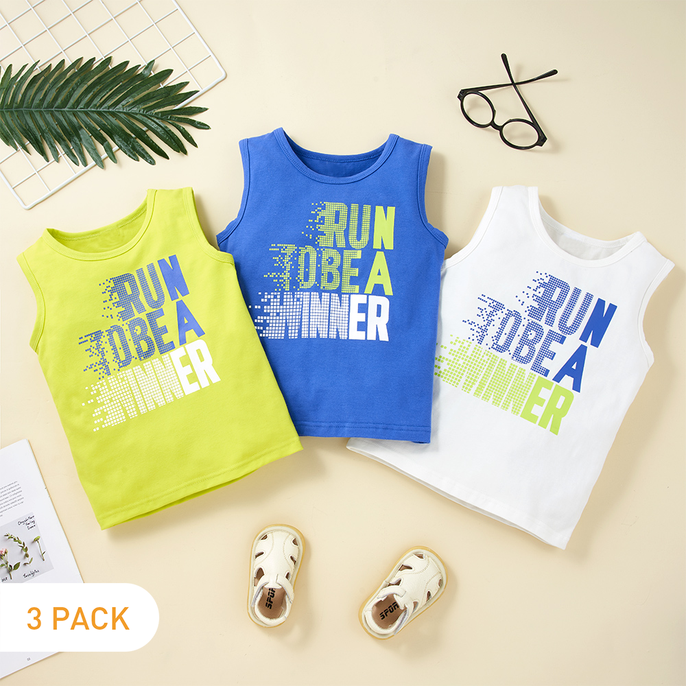 

3-Pack Toddler Boy Casual Letter Camisole