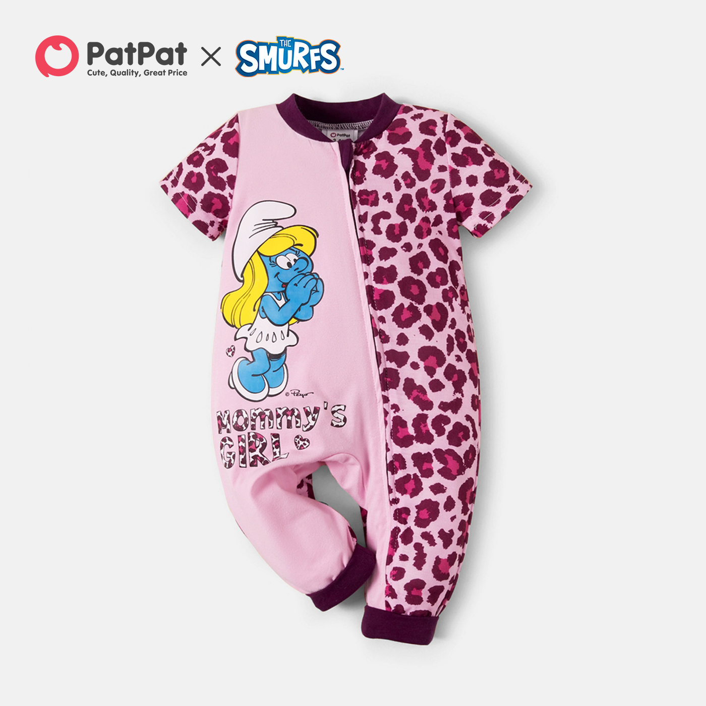 

Smurfs Baby Girl Colorblock Leopard Print One Piece