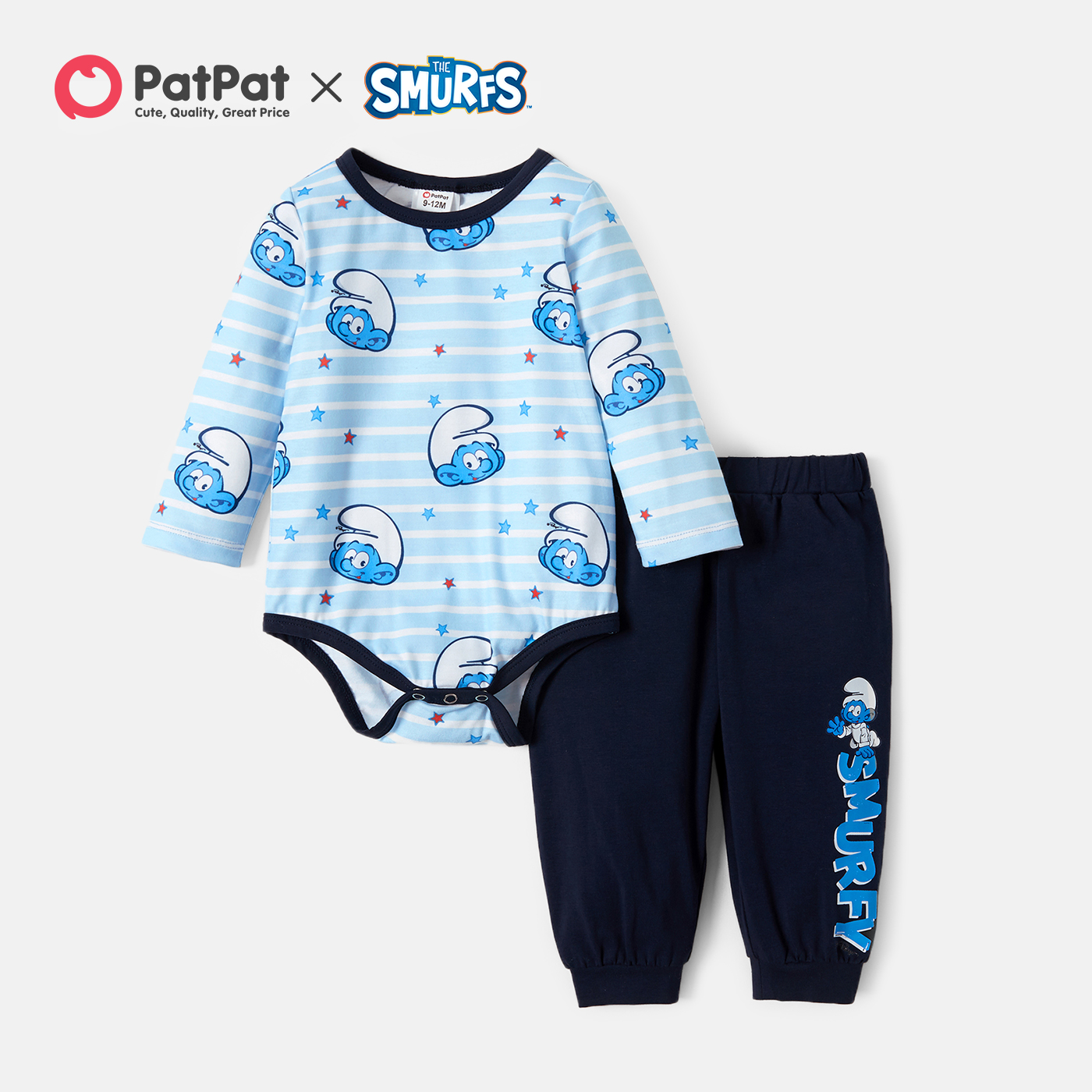 

Smurfs Smurfy Striped 2 Piece Cotton Bodysuit and Pants Set