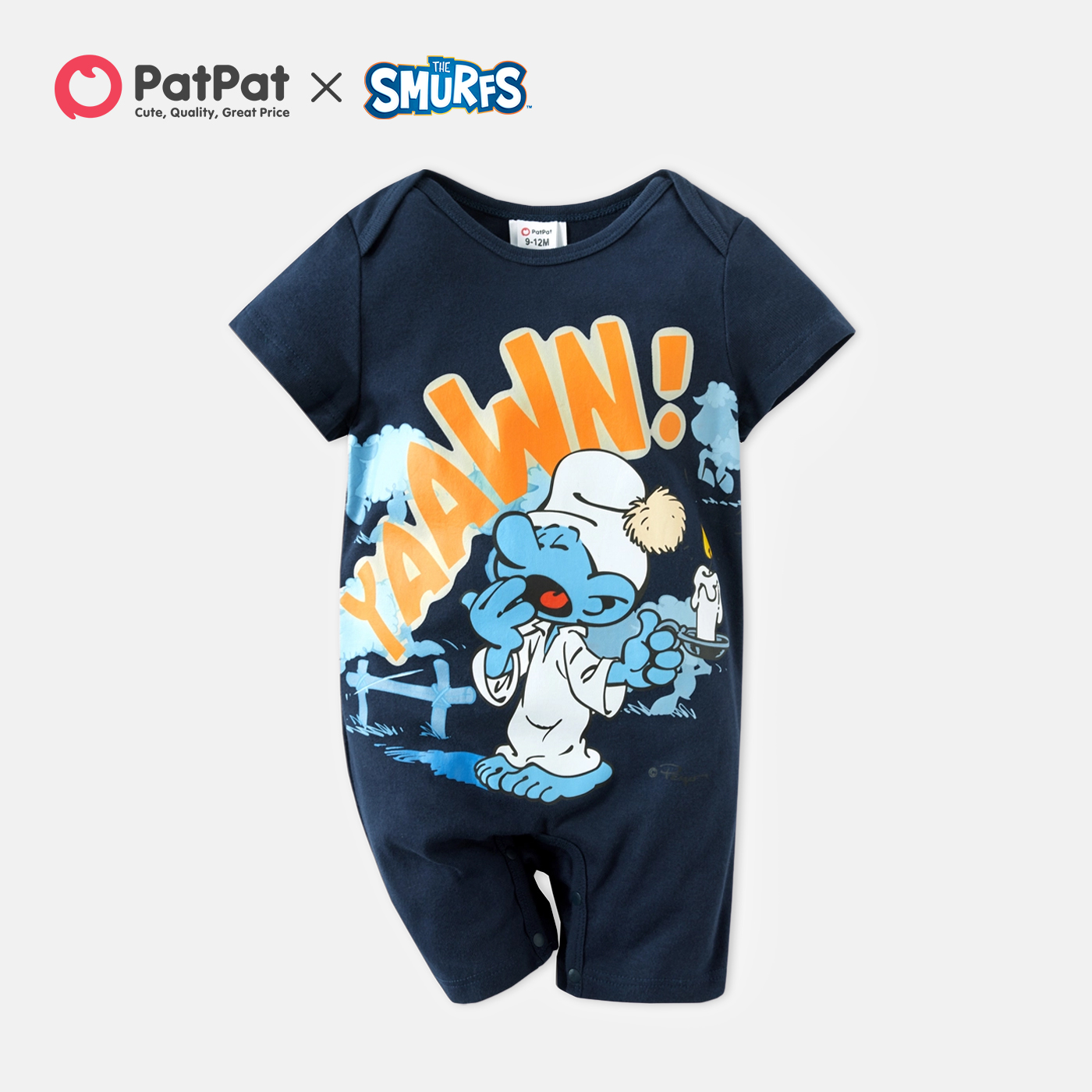 

Smurfs Baby Boy 100% Cotton Big Graphic Romper/One Piece