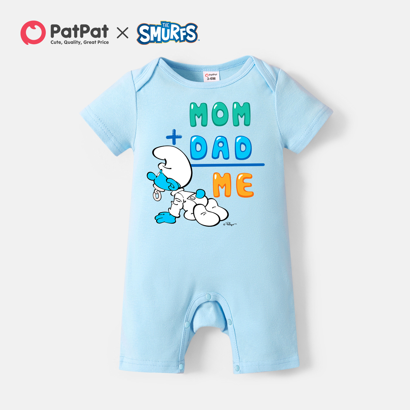 

Smurfs Baby Boy Letter Print 100% Cotton One Piece/Romper