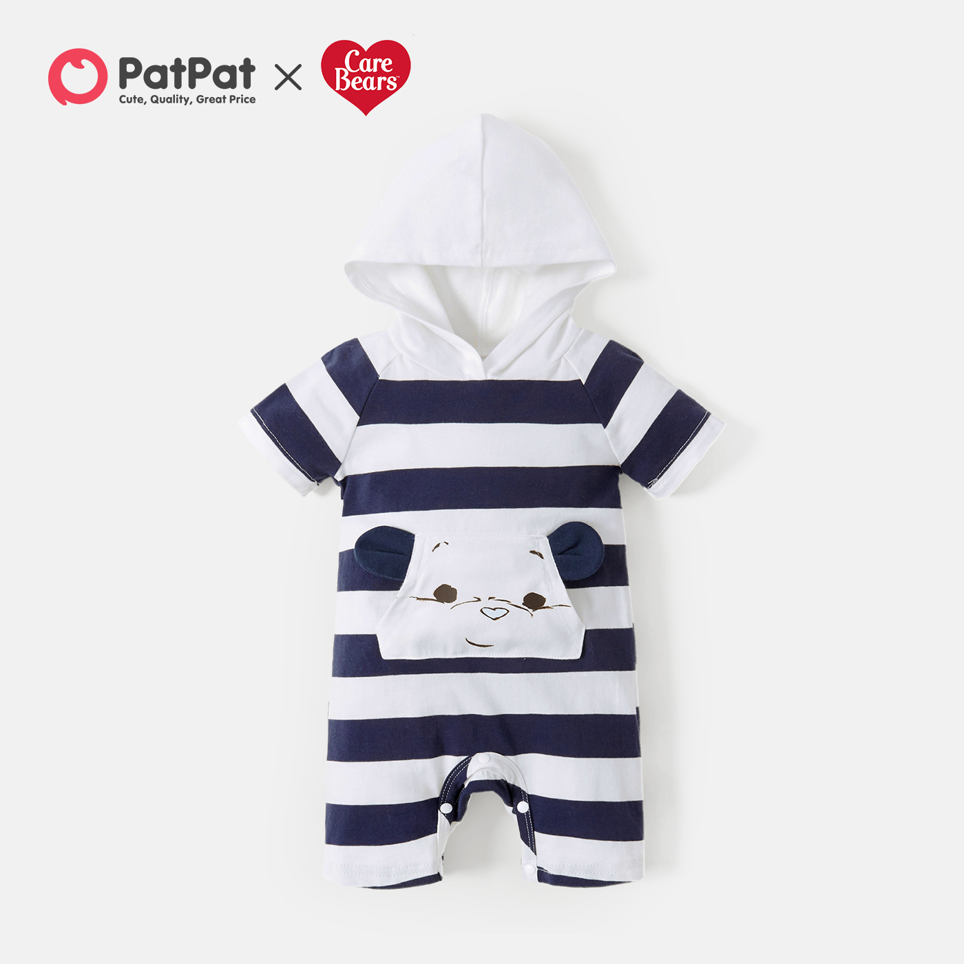 

Care Bears Baby Boy Cotton Stripe Hooded Romper