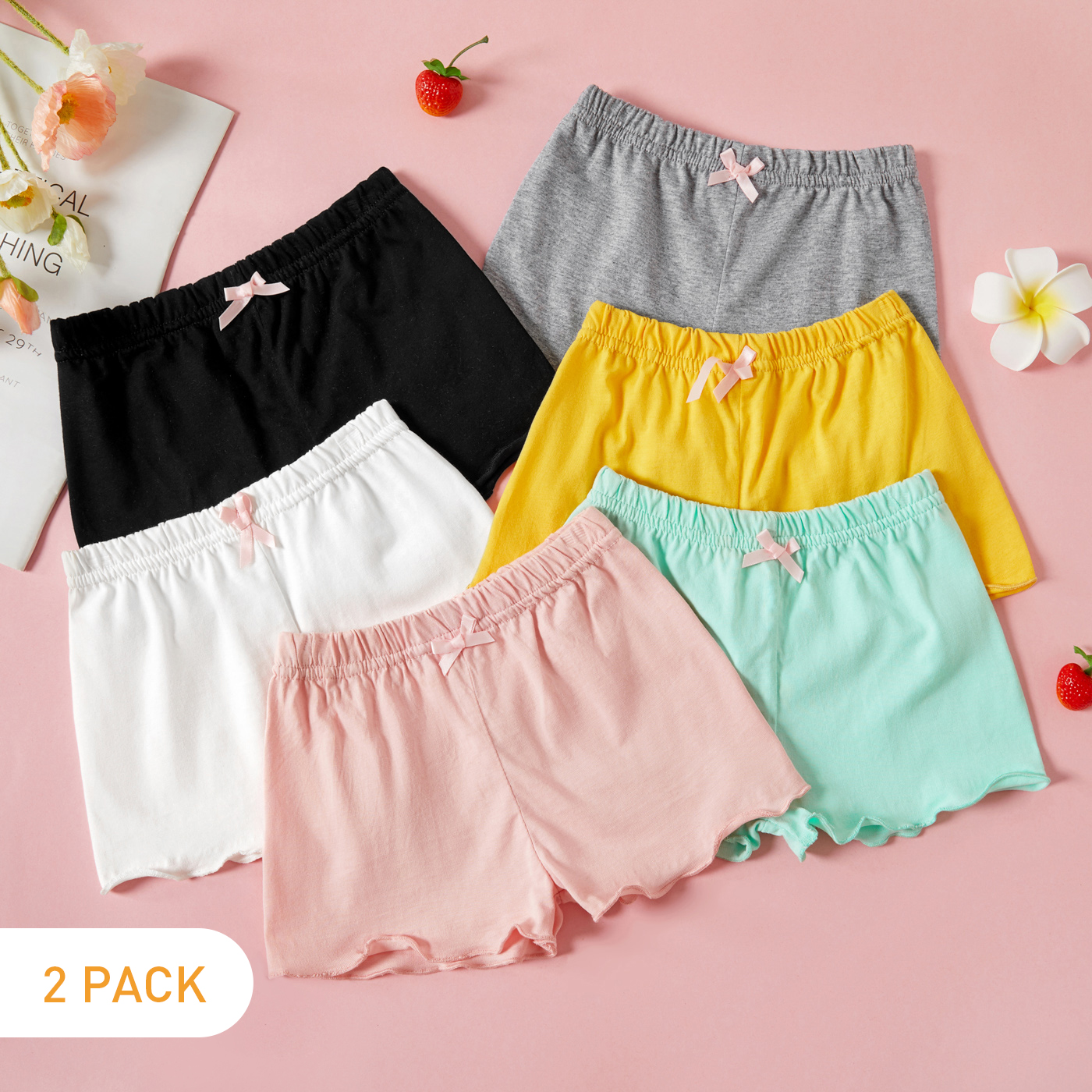 

100% Cotton Solid Ruffled Baby Leggings Shorts