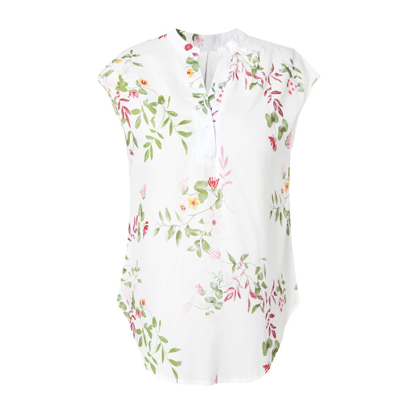 

Maternity elegant Floral Print Round collar Short Sleeve Shirt